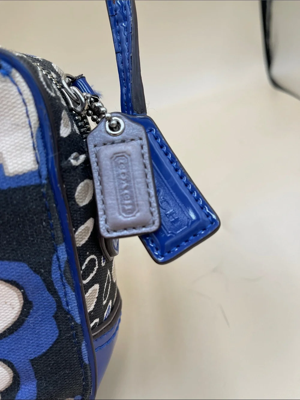 Coach Daisy Blue Black and White Floral Crossbody Bag with Animal Print 3 Tags